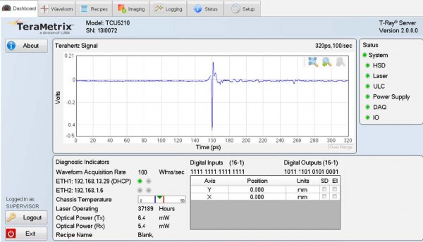 T-Ray Server Software for Terahertz Gauging & Imaging Luna